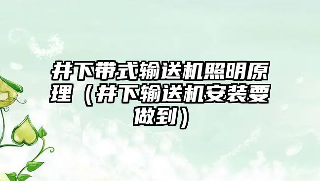 井下帶式輸送機照明原理（井下輸送機安裝要做到）