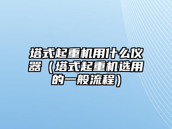 塔式起重機用什么儀器（塔式起重機選用的一般流程）