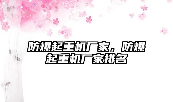 防爆起重機廠家，防爆起重機廠家排名