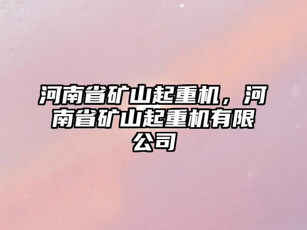 河南省礦山起重機(jī)，河南省礦山起重機(jī)有限公司