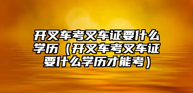 開叉車考叉車證要什么學歷（開叉車考叉車證要什么學歷才能考）