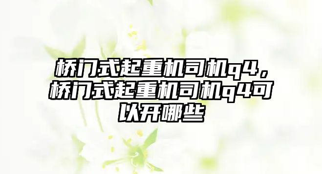 橋門式起重機(jī)司機(jī)q4，橋門式起重機(jī)司機(jī)q4可以開(kāi)哪些