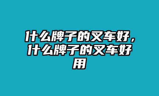 什么牌子的叉車好，什么牌子的叉車好用