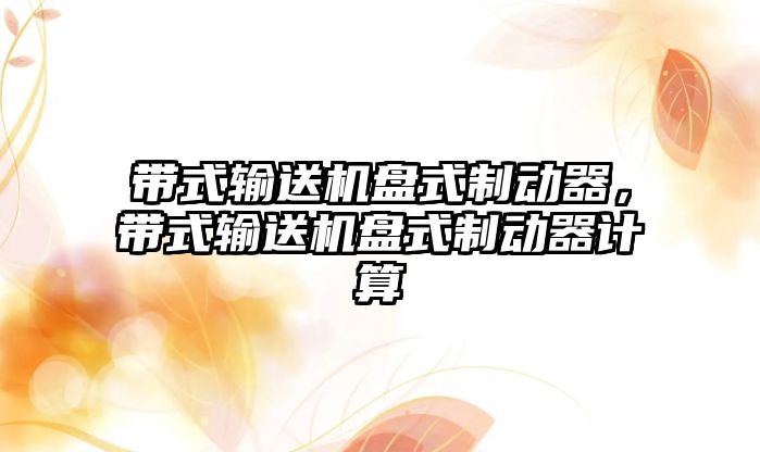 帶式輸送機盤式制動器，帶式輸送機盤式制動器計算