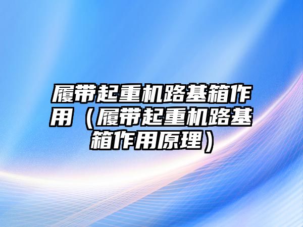 履帶起重機(jī)路基箱作用（履帶起重機(jī)路基箱作用原理）