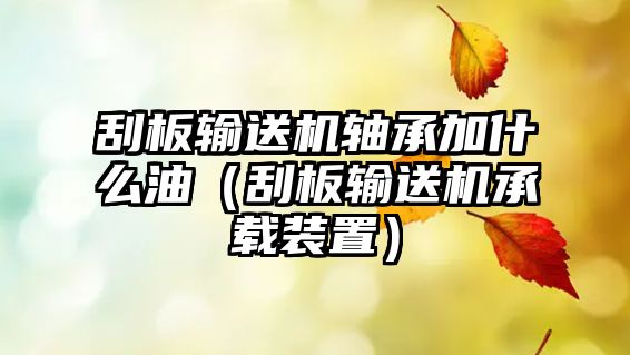 刮板輸送機軸承加什么油（刮板輸送機承載裝置）