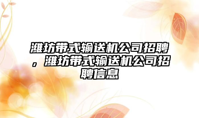 濰坊帶式輸送機(jī)公司招聘，濰坊帶式輸送機(jī)公司招聘信息