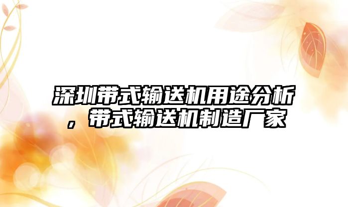 深圳帶式輸送機(jī)用途分析，帶式輸送機(jī)制造廠家