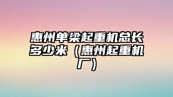 惠州單梁起重機總長多少米（惠州起重機廠）