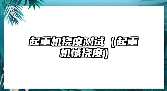 起重機(jī)撓度測(cè)試（起重機(jī)械撓度）