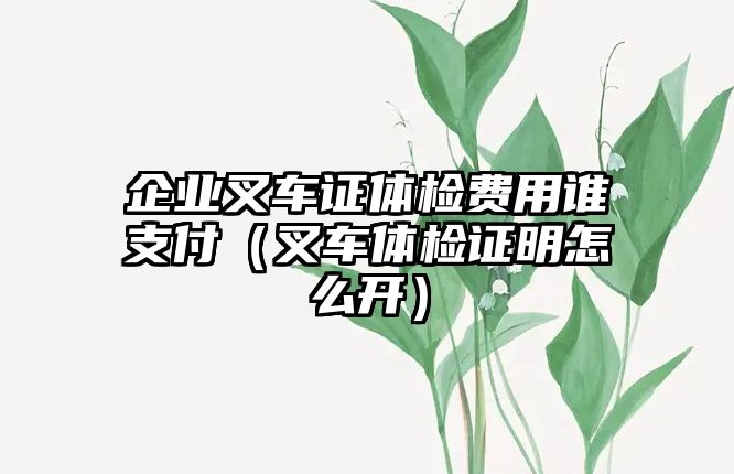 企業(yè)叉車證體檢費用誰支付（叉車體檢證明怎么開）