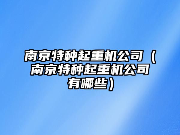 南京特種起重機公司（南京特種起重機公司有哪些）