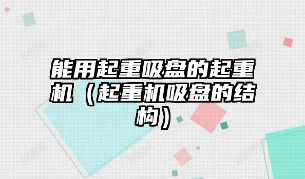 能用起重吸盤的起重機（起重機吸盤的結(jié)構(gòu)）