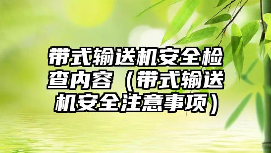 帶式輸送機安全檢查內(nèi)容（帶式輸送機安全注意事項）