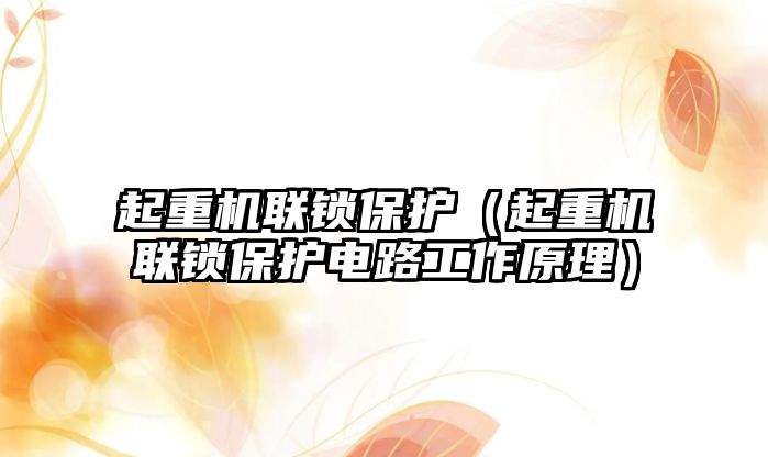 起重機聯(lián)鎖保護（起重機聯(lián)鎖保護電路工作原理）