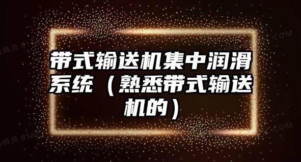 帶式輸送機(jī)集中潤(rùn)滑系統(tǒng)（熟悉帶式輸送機(jī)的）