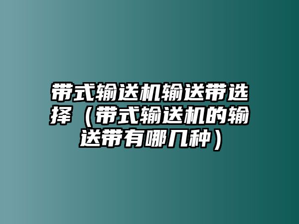 帶式輸送機(jī)輸送帶選擇（帶式輸送機(jī)的輸送帶有哪幾種）