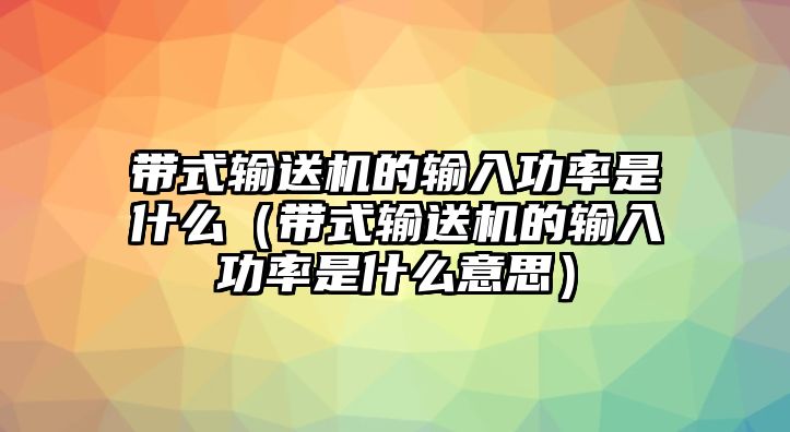 帶式輸送機(jī)的輸入功率是什么（帶式輸送機(jī)的輸入功率是什么意思）