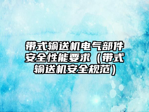 帶式輸送機(jī)電氣部件安全性能要求（帶式輸送機(jī)安全規(guī)范）