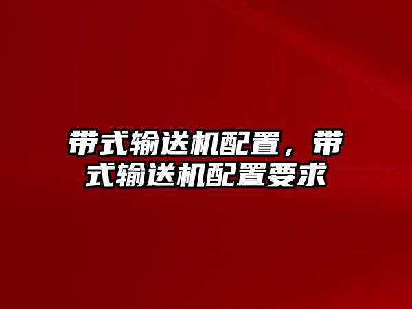 帶式輸送機配置，帶式輸送機配置要求