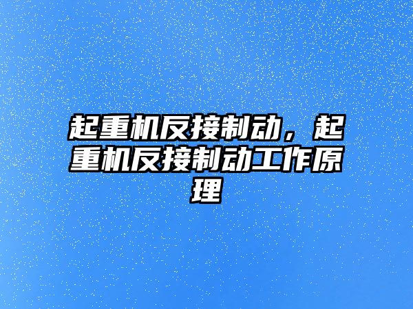 起重機反接制動，起重機反接制動工作原理