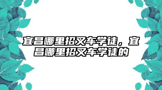 宜昌哪里招叉車學徒，宜昌哪里招叉車學徒的