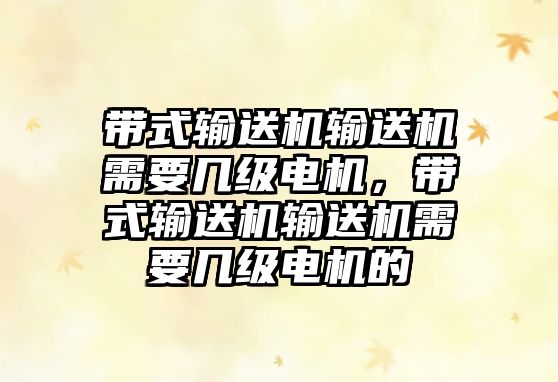 帶式輸送機輸送機需要幾級電機，帶式輸送機輸送機需要幾級電機的