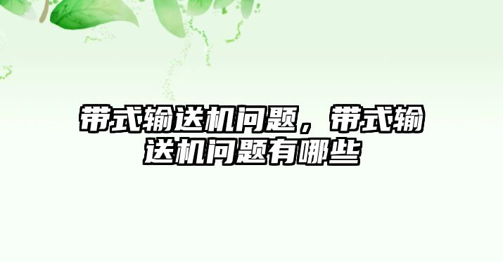 帶式輸送機問題，帶式輸送機問題有哪些