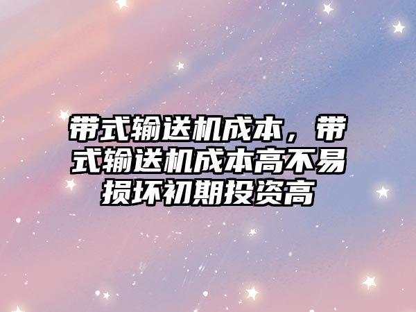 帶式輸送機成本，帶式輸送機成本高不易損壞初期投資高