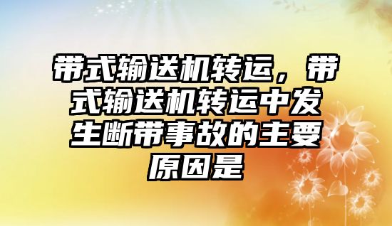 帶式輸送機轉運，帶式輸送機轉運中發(fā)生斷帶事故的主要原因是