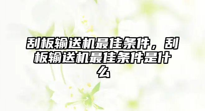 刮板輸送機(jī)最佳條件，刮板輸送機(jī)最佳條件是什么