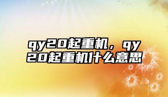 qy20起重機，qy20起重機什么意思