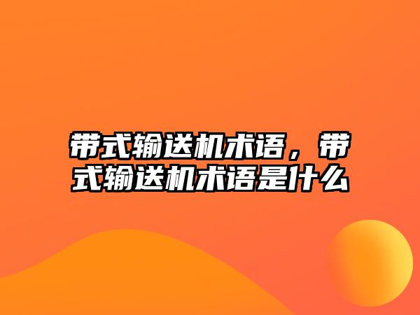 帶式輸送機術語，帶式輸送機術語是什么