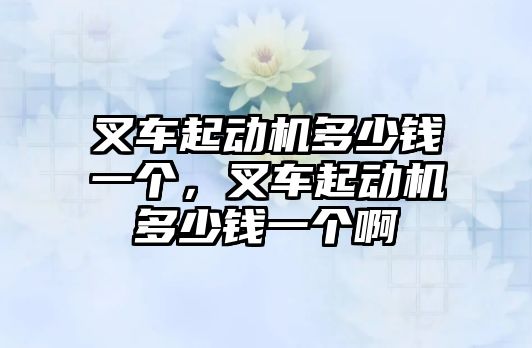 叉車起動機多少錢一個，叉車起動機多少錢一個啊